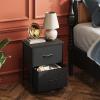 imageWLIVE Black Nightstand Small Dresser for Bedroom with 2 Fabric Drawer Bed Side Table with Drawers End Table Bedside Furniture Sturdy Steel Frame Wood Top Closet Organizer College Dorm