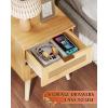 imageWLIVE Black Rattan Night Stand with Charger Station Small Side Table Drawer Storage and Shelf Mid Century Nightstands with Rattan Decor Small Side Table for Bedroom BlackNatural