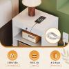 imageWLIVE Black Rattan Night Stand with Charger Station Small Side Table Drawer Storage and Shelf Mid Century Nightstands with Rattan Decor Small Side Table for Bedroom BlackSolid White