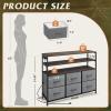imageWLIVE Black TV Stand for 40 45 inch TV Entertainment Center with LED Lights ampamp Charging Station TV Media Console Table with 6 Fabric Drawers and Open Shelves for Living Room Hallway Wood TopDark Gray