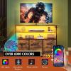 imageWLIVE Black TV Stand for 40 45 inch TV Entertainment Center with LED Lights ampamp Charging Station TV Media Console Table with 6 Fabric Drawers and Open Shelves for Living Room Hallway Wood TopRustic Brown