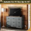 imageWLIVE Black TV Stand for 45 50 55 inch TV Entertainment Center with LED Lights ampamp Charging Station TV Media Console Table with 9 Fabric Drawers and Open Shelves for Living Room Hallway Wood TopDark Grey