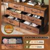 imageWLIVE Black TV Stand for 60 65 70 inch TV Large Entertainment Center with 6 Fabric Drawer TV Media Console Table with Wood Top Adjustable Feet for Living Room HallwayRustic Brown
