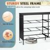 imageWLIVE Black TV Stand for 60 65 70 inch TV Large Entertainment Center with 6 Fabric Drawer TV Media Console Table with Wood Top Adjustable Feet for Living Room HallwayBlack