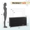 imageWLIVE Black TV Stand for 60 65 70 inch TV Large Entertainment Center with 6 Fabric Drawer TV Media Console Table with Wood Top Adjustable Feet for Living Room HallwayBlack