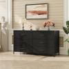 imageWLIVE Black TV Stand for 60 65 70 inch TV Large Entertainment Center with 6 Fabric Drawer TV Media Console Table with Wood Top Adjustable Feet for Living Room HallwayBlack