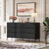 imageWLIVE Black TV Stand for 60 65 70 inch TV Large Entertainment Center with 6 Fabric Drawer TV Media Console Table with Wood Top Adjustable Feet for Living Room HallwayBlack