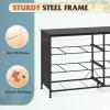 imageWLIVE Black TV Stand for 60 65 70 inch TV Large Entertainment Center with 6 Fabric Drawer TV Media Console Table with Wood Top Adjustable Feet for Living Room HallwayBlack