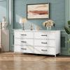 imageWLIVE Black TV Stand for 60 65 70 inch TV Large Entertainment Center with 6 Fabric Drawer TV Media Console Table with Wood Top Adjustable Feet for Living Room HallwayWhite