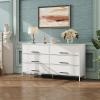 imageWLIVE Black TV Stand for 60 65 70 inch TV Large Entertainment Center with 6 Fabric Drawer TV Media Console Table with Wood Top Adjustable Feet for Living Room HallwayWhite