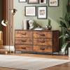 imageWLIVE Black TV Stand for 60 65 70 inch TV Large Entertainment Center with 6 Fabric Drawer TV Media Console Table with Wood Top Adjustable Feet for Living Room HallwayRustic Brown