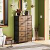 imageWLIVE Black Tall Dresser for Bedroom with 10 Drawers Chest of Drawers Dressers Bedroom Furniture Storage Organizer Unit with Fabric Bins for Closet Hallway Living RoomRustic Brown Wood Grain Print