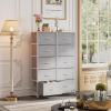 imageWLIVE Black Tall Dresser for Bedroom with 10 Drawers Chest of Drawers Dressers Bedroom Furniture Storage Organizer Unit with Fabric Bins for Closet Hallway Living RoomLight Grey
