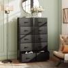 imageWLIVE Black Tall Dresser for Bedroom with 10 Drawers Chest of Drawers Dressers Bedroom Furniture Storage Organizer Unit with Fabric Bins for Closet Hallway Living RoomCharcoal Black