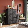 imageWLIVE Black Tall Dresser for Bedroom with 10 Drawers Chest of Drawers Dressers Bedroom Furniture Storage Organizer Unit with Fabric Bins for Closet Hallway Living RoomCharcoal Black Wood Grain Print