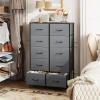imageWLIVE Black Tall Dresser for Bedroom with 10 Drawers Chest of Drawers Dressers Bedroom Furniture Storage Organizer Unit with Fabric Bins for Closet Hallway Living RoomDark Grey