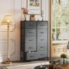 imageWLIVE Black Tall Dresser for Bedroom with 10 Drawers Chest of Drawers Dressers Bedroom Furniture Storage Organizer Unit with Fabric Bins for Closet Hallway Living RoomDark Grey