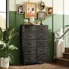 imageWLIVE Black Tall Dresser for Bedroom with 10 Drawers Chest of Drawers Dressers Bedroom Furniture Storage Organizer Unit with Fabric Bins for Closet Hallway Living RoomCharcoal Black Wood Grain Print