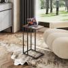 imageWLIVE C Shaped End Table Small Side Tables for Sofa and Bed Couch Table That Slides Under for Living Room Bedroom Home Office Small SpacesBrown