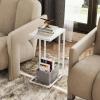 imageWLIVE C Shaped End Table Small Side Tables for Sofa and Bed Couch Table That Slides Under for Living Room Bedroom Home Office Small SpacesWhite
