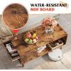 imageWLIVE Coffee Table 394quot Wood Coffee Table with Sliding Top up to 50quot TV Modern Center Table with Open Storage Shelf for Living Room Bedroom Rustic BrownBrown