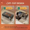 imageWLIVE Coffee Table 394quot Wood Coffee Table with Sliding Top up to 50quot TV Modern Center Table with Open Storage Shelf for Living Room Bedroom Rustic BrownBlack Oak