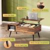 imageWLIVE Coffee Table 394quot Wood Coffee Table with Sliding Top up to 50quot TV Modern Center Table with Open Storage Shelf for Living Room Bedroom Rustic BrownRustic Brown