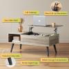 imageWLIVE Coffee Table 394quot Wood Coffee Table with Sliding Top up to 50quot TV Modern Center Table with Open Storage Shelf for Living Room Bedroom Rustic BrownGreige