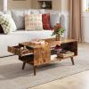 imageWLIVE Coffee Table 394quot Wood Coffee Table with Sliding Top up to 50quot TV Modern Center Table with Open Storage Shelf for Living Room Bedroom Rustic BrownBrown