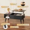 imageWLIVE Coffee Table 394quot Wood Coffee Table with Sliding Top up to 50quot TV Modern Center Table with Open Storage Shelf for Living Room Bedroom Rustic BrownBlack