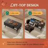 imageWLIVE Coffee Table 394quot Wood Coffee Table with Sliding Top up to 50quot TV Modern Center Table with Open Storage Shelf for Living Room Bedroom Rustic BrownBlack