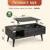 imageWLIVE Coffee Table 394quot Wood Coffee Table with Sliding Top up to 50quot TV Modern Center Table with Open Storage Shelf for Living Room Bedroom Rustic BrownBlack Oak