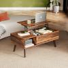 imageWLIVE Coffee Table 394quot Wood Coffee Table with Sliding Top up to 50quot TV Modern Center Table with Open Storage Shelf for Living Room Bedroom Rustic BrownRustic Brown