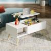 imageWLIVE Coffee Table 394quot Wood Coffee Table with Sliding Top up to 50quot TV Modern Center Table with Open Storage Shelf for Living Room Bedroom Rustic BrownWhite