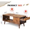 imageWLIVE Coffee Table 394quot Wood Coffee Table with Sliding Top up to 50quot TV Modern Center Table with Open Storage Shelf for Living Room Bedroom Rustic BrownBrown