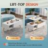 imageWLIVE Coffee Table 394quot Wood Coffee Table with Sliding Top up to 50quot TV Modern Center Table with Open Storage Shelf for Living Room Bedroom Rustic BrownWhite