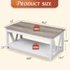 imageWLIVE Coffee Table 39quot Coffee Table with Storage ampamp Drawers 2Tier Wood Center Table for Living Room Apartment Bedroom Metal Table Legs Rustic BrownGreige