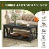 imageWLIVE Coffee Table 39quot Coffee Table with Storage ampamp Drawers 2Tier Wood Center Table for Living Room Apartment Bedroom Metal Table Legs Rustic BrownCharcoal Black