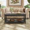 imageWLIVE Coffee Table 39quot Coffee Table with Storage ampamp Drawers 2Tier Wood Center Table for Living Room Apartment Bedroom Metal Table Legs Rustic BrownCharcoal Black