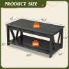 imageWLIVE Coffee Table 39quot Coffee Table with Storage ampamp Drawers 2Tier Wood Center Table for Living Room Apartment Bedroom Metal Table Legs Rustic BrownCharcoal Black