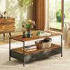 imageWLIVE Coffee Table 39quot Coffee Table with Storage ampamp Drawers 2Tier Wood Center Table for Living Room Apartment Bedroom Metal Table Legs Rustic BrownRustic Brown