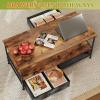imageWLIVE Coffee Table 39quot Coffee Table with Storage ampamp Drawers 2Tier Wood Center Table for Living Room Apartment Bedroom Metal Table Legs Rustic BrownRustic Brown