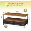 imageWLIVE Coffee Table 39quot Coffee Table with Storage ampamp Drawers 2Tier Wood Center Table for Living Room Apartment Bedroom Metal Table Legs Rustic BrownRustic Brown