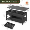 imageWLIVE Coffee Table 39quot Lift Top Coffee Table with Hidden Compartment Storage Drawers and Storage Shelf for Living Room Reception Room EspressoBlack