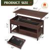 imageWLIVE Coffee Table 39quot Lift Top Coffee Table with Hidden Compartment Storage Drawers and Storage Shelf for Living Room Reception Room EspressoEspresso