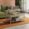 imageWLIVE Coffee Table 39quot Lift Top Coffee Table with Hidden Compartment Storage Drawers and Storage Shelf for Living Room Reception Room EspressoGrey
