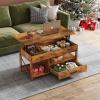 imageWLIVE Coffee Table 39quot Lift Top Coffee Table with Hidden Compartment Storage Drawers and Storage Shelf for Living Room Reception Room EspressoRustic Brown