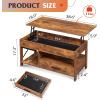 imageWLIVE Coffee Table 39quot Lift Top Coffee Table with Hidden Compartment Storage Drawers and Storage Shelf for Living Room Reception Room EspressoRustic Brown