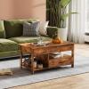 imageWLIVE Coffee Table 39quot Lift Top Coffee Table with Hidden Compartment Storage Drawers and Storage Shelf for Living Room Reception Room EspressoRustic Brown