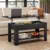 imageWLIVE Coffee Table 39quot Lift Top Coffee Table with Hidden Compartment Storage Shelf and Lifting Top for Home Living Room Office and Reception RoomEspressoBlack Oak